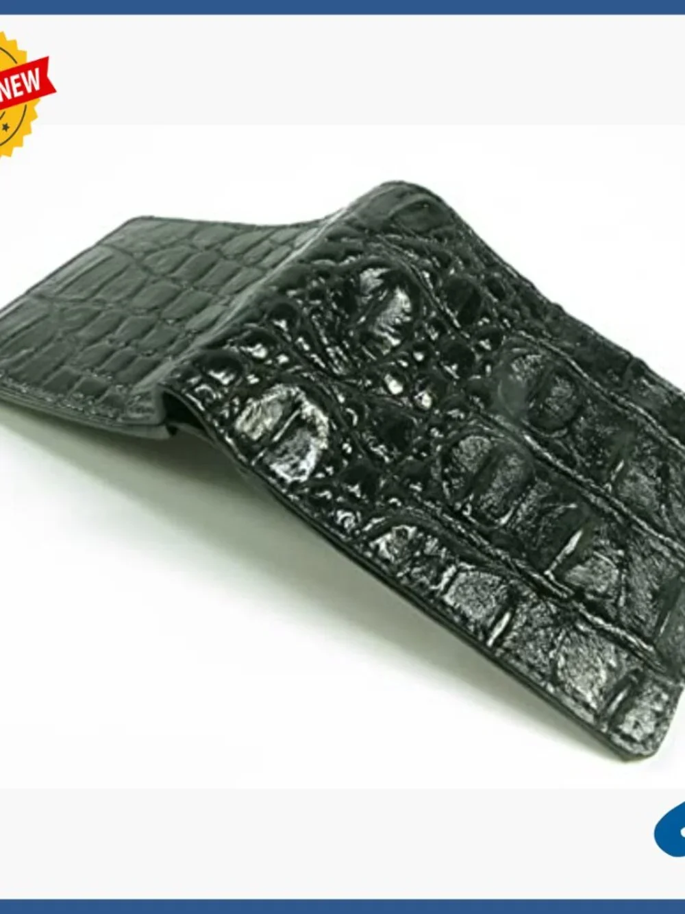 Genuine Crocodile Leather Slim Bifold Wallet with 6 Card Slots